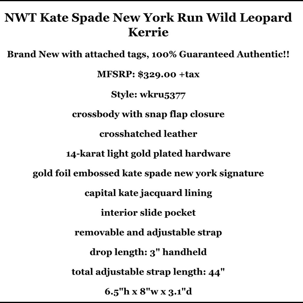 KATE SPADE RUN WILD 🦁 KERRIE LEOPARD PURSE - Picture 5 of 5